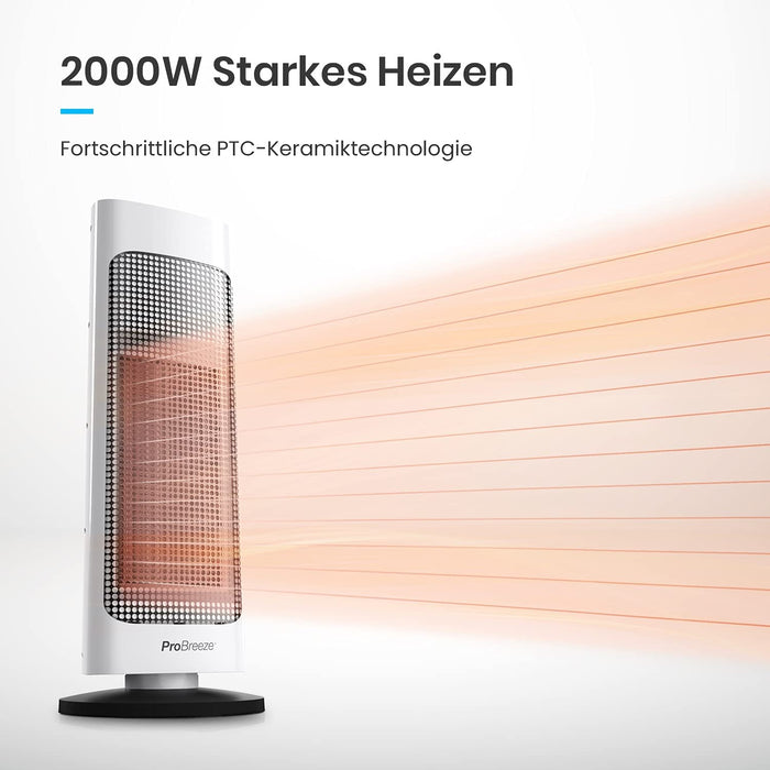 Keramik Heizlüfter und 7 Heizstufen - Heizstrahler elektrisch 2000W mit Überhitzungsschutz und 24h Timer - energiesparender ECO Modus, 80° Oszillation