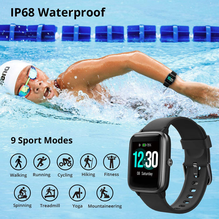 Smartwatch, Fitness Tracker Uhr 1.3" HD Voll Touchscreen, Damen Herren Uhren Watch für Android IOS, IP68 Fitness Uhr mit Pulsmesser Schlafmonitor