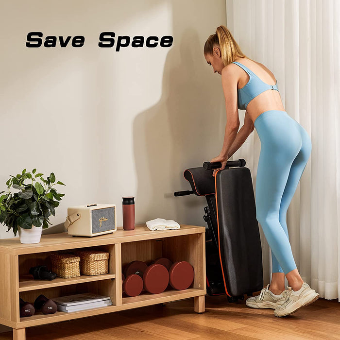 Hantelbank, robuste All-in-One-Bench für Ganzkörpertraining, Hantelbank klappbar mit 7 Rückenpositionen, zwei Trainingsbänder, Heim-Fitnessstudio