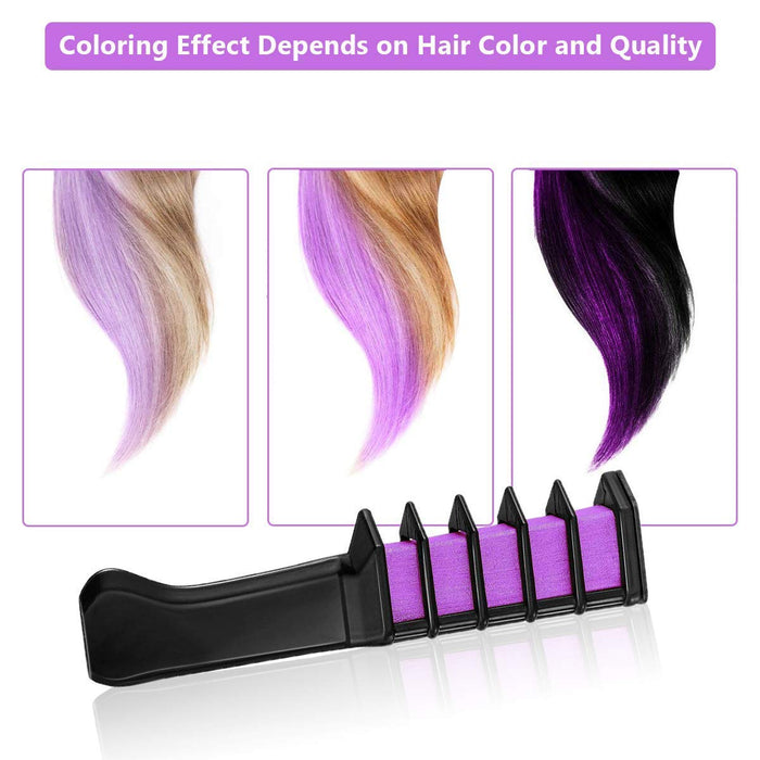 6 Farben Haarkreide Kamm, LauCentral Temporär Haarfarbe Kreide Kamm Auswaschbar mit Handschuhe und Schal für Geschenk DIY Cosplay