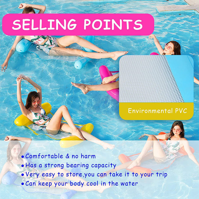 Sinwind Aufblasbares Schwimmbett, Wasser-Hängematte 4-in-1Loungesessel Pool Lounge luftmatratze Pool aufblasbare hängematte Pool aufblasbare hängematte für Erwachsene und Kinder (pink)