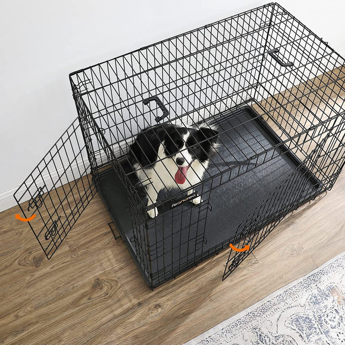 Hundekäfig, Hundebox, klappbar, 107 x 70 x 77,5 cm, schwarz