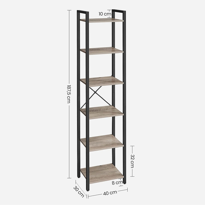 Bücherregal, Standregal, DVD-Regal, mit 6 Ebenen, Büroregal, offene Ablagen, für Büro, Wohnzimmer, Schlafzimmer, Kinderzimmer, Küche
