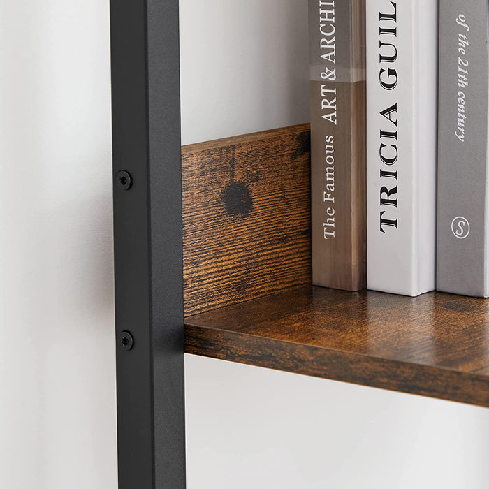 Bücherregal, Leiterregal mit 5 Ablagen, offen, Standregal, schmal, für Wohnzimmer, Schlafzimmer, Küche, Büro, Metallgestell, Industrie-Design