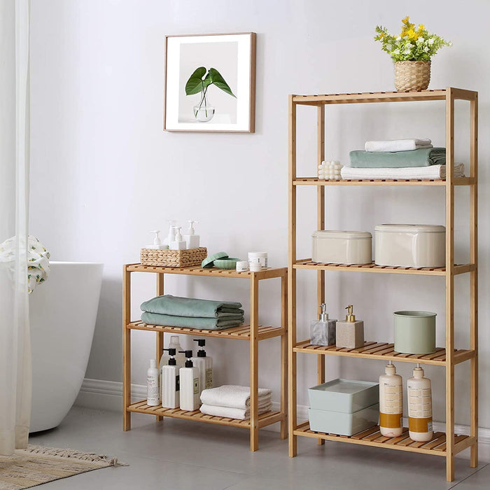 Badezimmerregal, Badregal, Küchenregal, Schuhregal, Bambus Standregal, 60 x 26 x 66 cm ideal für Bad, Wohnzimmer, Flur, Küche, Balkon