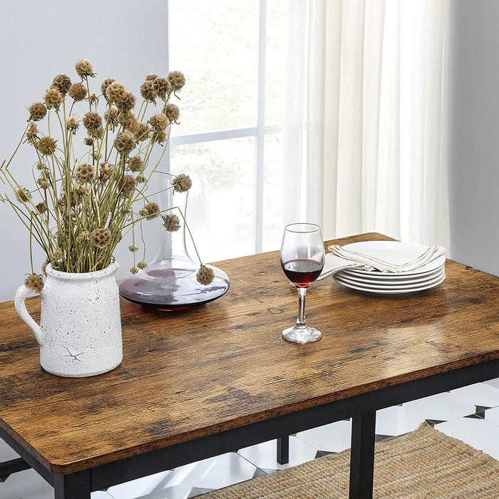 Esstisch, Küchentisch-Set, 110 x 70 x 75 cm, mit 2 Bänken je 97 x 30 x 50 cm, Metallgestell, für Küche, Wohnzimmer, Esszimmer, Industrie-Design