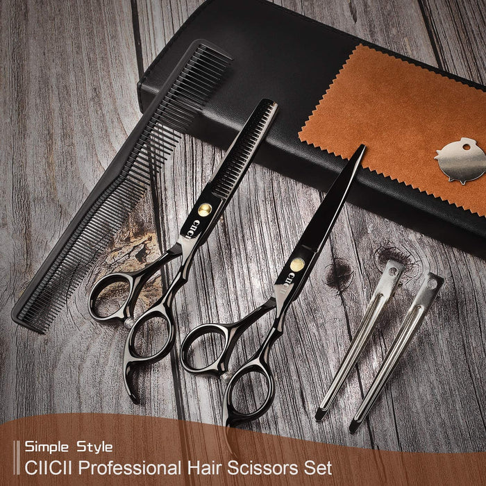 Haarschneideschere, CIICII Professionelle Haarschere Set (Friseurschere & Effilierschere) Haar Bart Trimmen Pflege Haustiere Familie Friseursalon