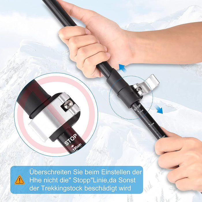 Aluminium Wanderstöcke, Trekkingstöcke Walking Stöcke ,höhen-verstellbare Teleskop Stöcke 110-130cm mit Korkgriff inkl. Zubehör | aus stabilem