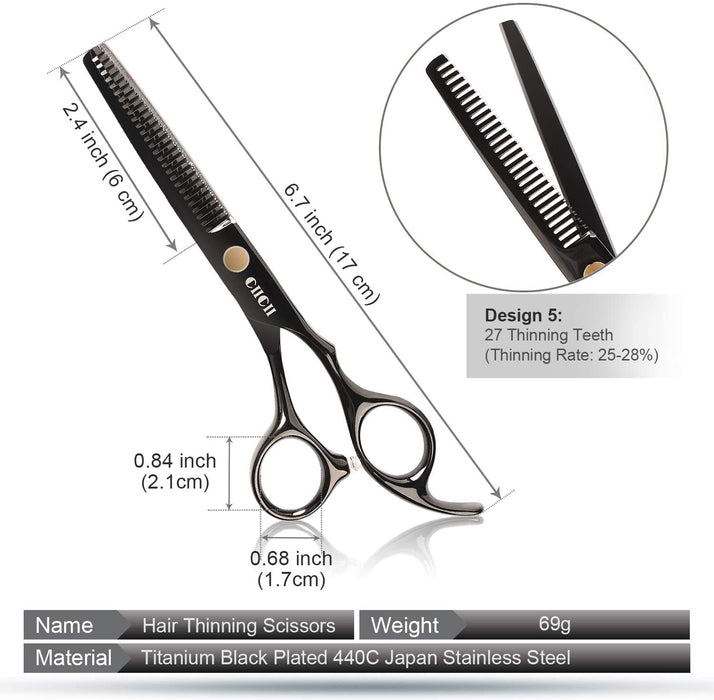 Haarschneideschere, CIICII Professionelle Haarschere Set (Friseurschere & Effilierschere) Haar Bart Trimmen Pflege Haustiere Familie Friseursalon