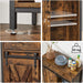 Beistellschrank, Sideboard mit Regalebene und Schublade, Küchenschrank, Kommode mit Schiebetür im Landhausstil, Industrie-Design, vintagebraun-schwarz
