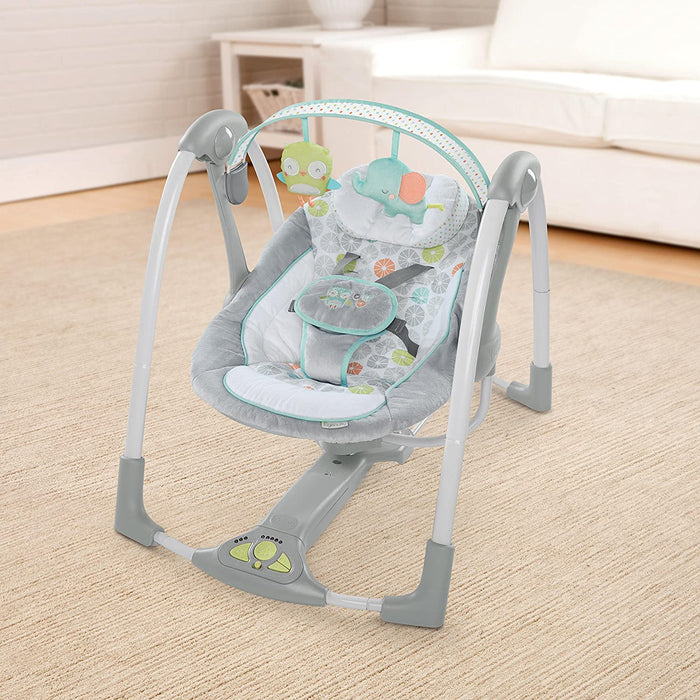 Zusammenklappbare & tragbare Babyschaukel, 5 Schaukelgeschwindigkeiten, 8 Melodien, 3 Naturgeräusche, Lautstärkeregulierung