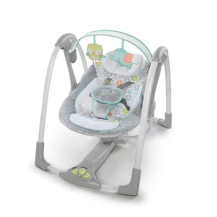 Zusammenklappbare & tragbare Babyschaukel, 5 Schaukelgeschwindigkeiten, 8 Melodien, 3 Naturgeräusche, Lautstärkeregulierung
