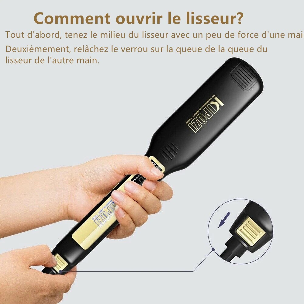 Fer à lisser professionnel en titane avec affichage LCD Fer à lisser professionnel en titane avec affichage LCD