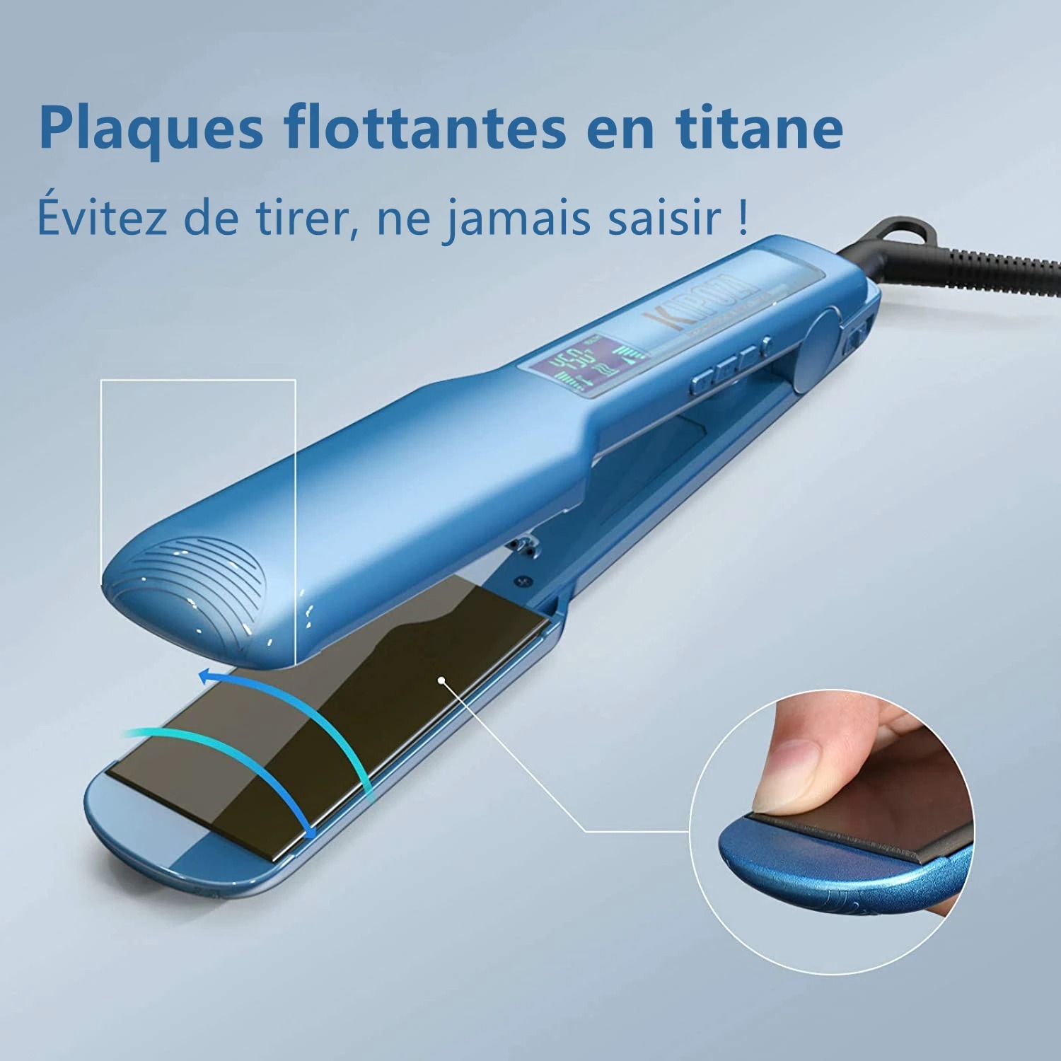 Fer à lisser professionnel en titane avec affichage LCD Fer à lisser professionnel en titane avec affichage LCD