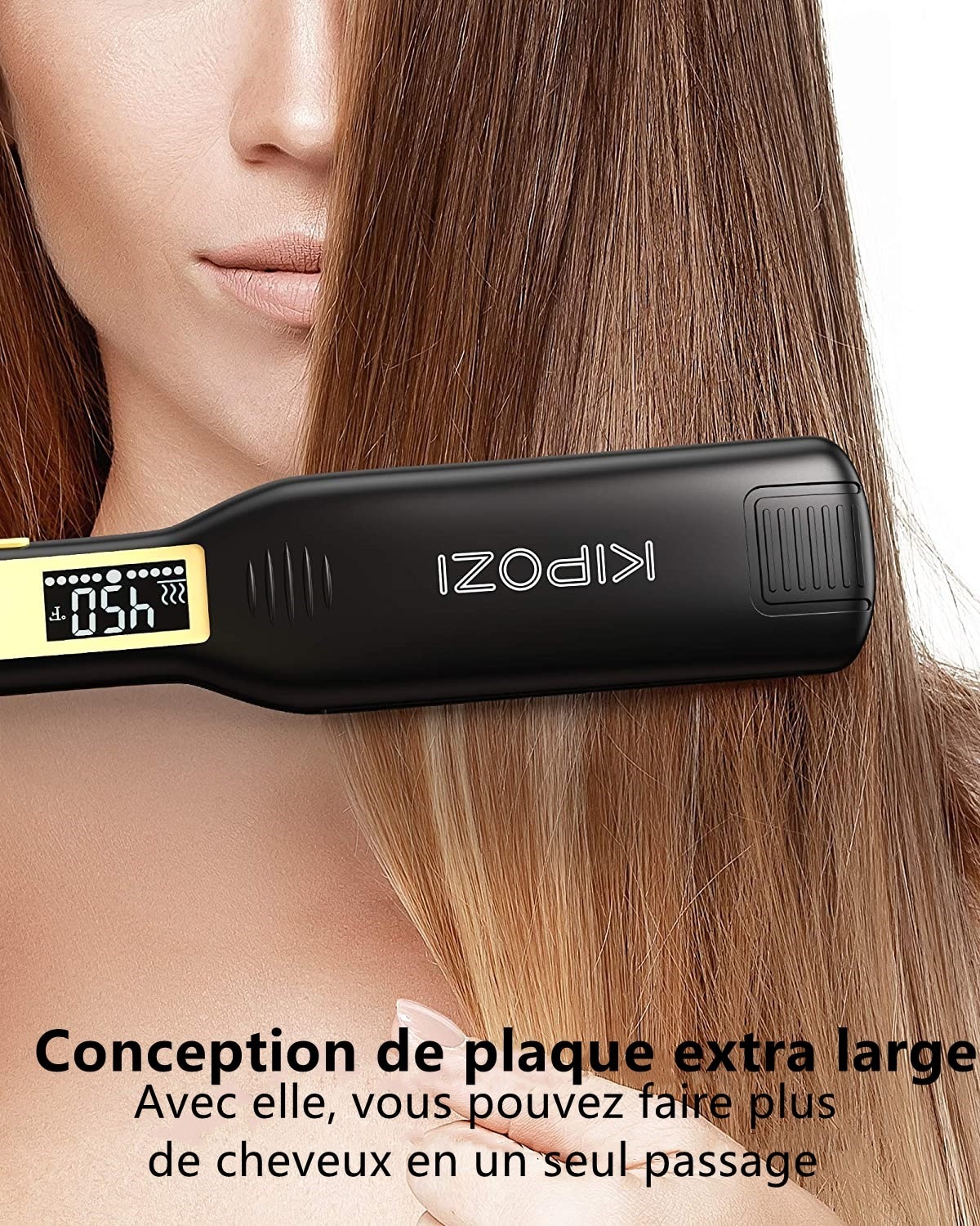 Fer à lisser professionnel en titane avec affichage LCD Fer à lisser professionnel en titane avec affichage LCD