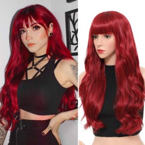 perruque synthétique rouge